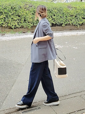 「いまどきジャケット写真」｜「アイテム（スーツジャケット）」を使った、&りっちさん（レディース・154cm）の春コーディネート