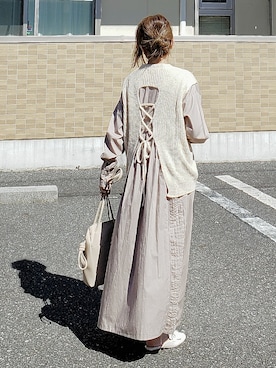 「ベスト×ワンピース」｜&りっちさん（レディース・154cm）の秋コーディネート