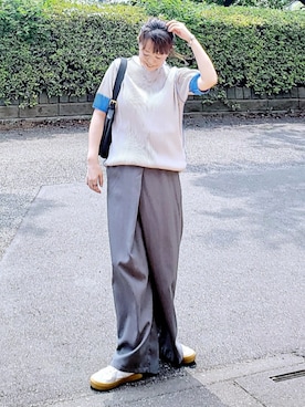 「アイテム（スラックス）」を使った、&りっちさん（レディース・154cm）の夏コーディネート