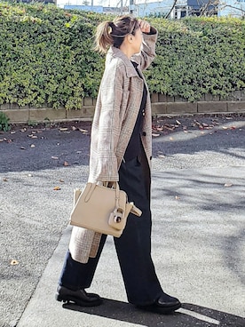 「アイテム（ステンカラーコート）」を使った、&りっちさん（レディース・154cm）の冬コーディネート