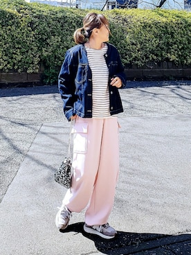 「GU（ジーユー）のアイテム（パンツ）」を使った、&りっちさん（レディース・154cm）の春コーディネート