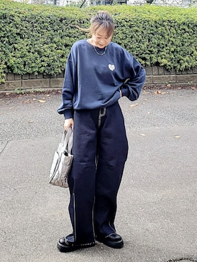 「カーブデニム」｜&りっちさん（レディース・154cm）の秋コーディネート