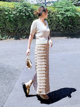 「ナロースカート」｜「アイテム（サンダル）」を使った、&りっちさん（レディース・154cm）の夏コーディネート