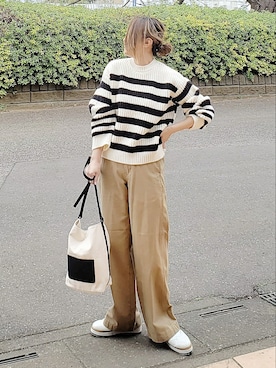 「+edit（プラスエディット）のアイテム」を使った、&りっちさん（レディース・154cm）の春コーディネート