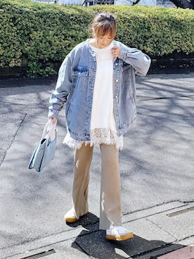「pocket（ポケット）のアイテム」を使った、&りっちさん（レディース・154cm）の春コーディネート