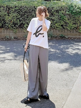 「ラップパンツ」｜「アイテム（スラックス）」を使った、&りっちさん（レディース・154cm）の夏コーディネート