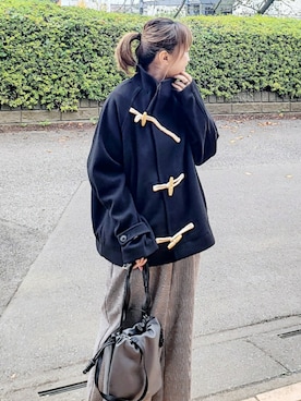 「アイテム（ダッフルコート）」を使った、&りっちさん（レディース・154cm）の秋コーディネート