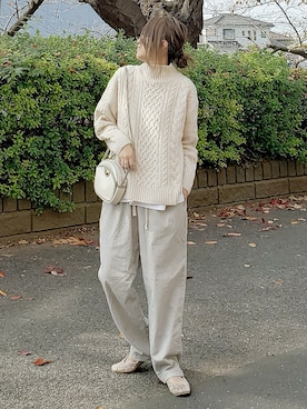 「ワークパンツ」｜「アイテム（パンプス）」を使った、&りっちさん（レディース・154cm）の冬コーディネート