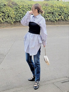 「春服デビュー宣言」｜「アイテム（チューブトップ）」を使った、&りっちさん（レディース・154cm）の春コーディネート