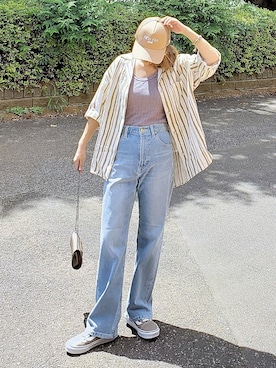 「Lee」｜「アイテム（キャップ）」を使った、&りっちさん（レディース・154cm）の夏コーディネート