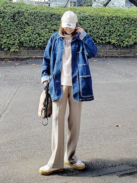 「NEW ERA（ニューエラ）のアイテム」を使った、&りっちさん（レディース・154cm）の秋コーディネート