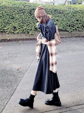 「アイテム（ニットキャップ/ビーニー）」を使った、&りっちさん（レディース・154cm）の秋コーディネート