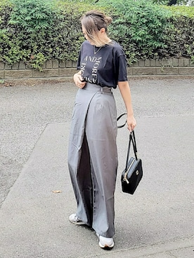 「ラップパンツ」｜「アイテム（スラックス）」を使った、&りっちさん（レディース・154cm）の夏コーディネート