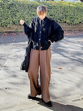 「アイテム（スラックス）」を使った、&りっちさん（レディース・154cm）の秋コーディネート