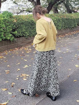 「マスタードイエロー」｜&りっちさん（レディース・154cm）の秋コーディネート