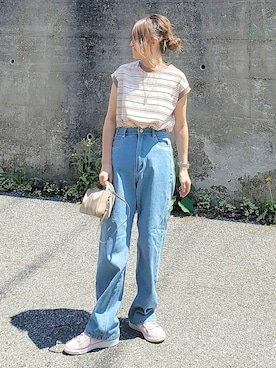 「frames RAY CASSIN（フレームスレイカズン）のアイテム（パンツ）」を使った、&りっちさん（レディース・154cm）の夏コーディネート