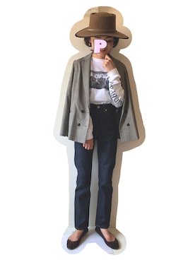 「NANO universe（ナノユニバース）のアイテム（帽子）」を使った、ぱぱぱさん（レディース・161cm）の夏コーディネート