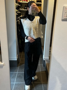 「タートルネック」｜「アイテム（ベスト）」を使った、ここなっつさん（レディース・163cm）の冬コーディネート