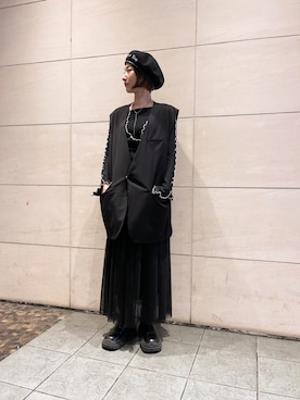 「DANKE SCHON（ダンケシェーン）のアイテム（ノーカラージャケット）」を使った、HARU.さん（レディース・157cm）の春コーディネート