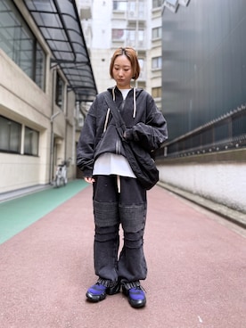 「DANKE SCHON（ダンケシェーン）のアイテム（スウェットパンツ）」を使った、HARU.さん（レディース・157cm）の冬コーディネート