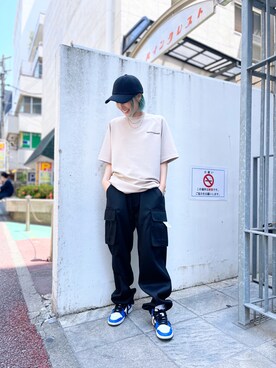 「WHITELAND（ホワイトランド）のアイテム（帽子）」を使った、HARU.さん（レディース・157cm）の春コーディネート