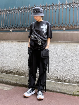 「Y-3（ワイスリー）のアイテム」を使った、HARU.さん（レディース・157cm）の夏コーディネート