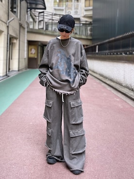 「DANKE SCHON（ダンケシェーン）のアイテム（スウェット）」を使った、HARU.さん（レディース・157cm）の冬コーディネート