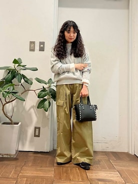 「URBAN RESEARCH DOORS（アーバンリサーチドアーズ）のピンタックフリルスタンドカラーブラウス（シャツ/ブラウス）」を使った、簗脇　美紅さん（レディース・152cm）の秋コーディネート