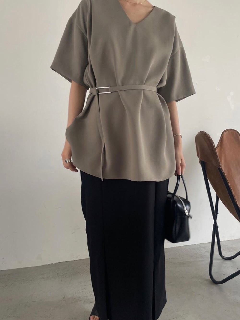 美品 RIM.ARK リムアーク Relax belted tops トップス RIM.ARK（リムアーク）の「Relax belted tops（Tシャツ/カットソー