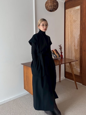 「アイテム（ノーカラーコート）」を使った、MariNakamuraさん（レディース・158cm）の秋コーディネート