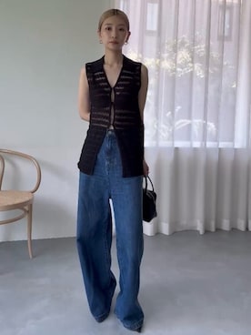 「シアーニット」｜MariNakamuraさん（レディース・158cm）の夏コーディネート