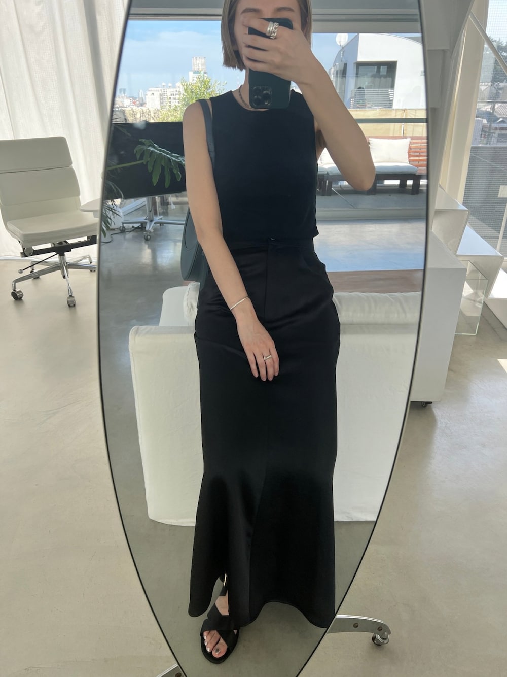 RIM.ARK（リムアーク）の「Lower flare satin SK（スカート