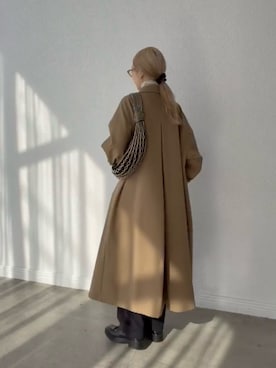 「アイテム（チェスターコート）」を使った、MariNakamuraさん（レディース・158cm）の冬コーディネート