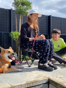 「VOLCOM（ボルコム）のアイテム（キャップ）」を使った、iammackeyさん（キッズ・125cm）の秋コーディネート