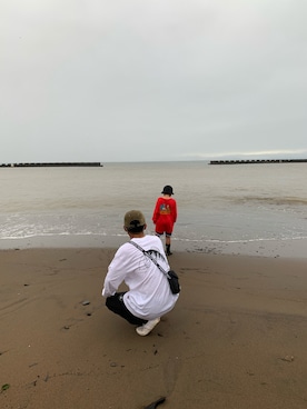 「VOLCOM（ボルコム）のアイテム（キャップ）」を使った、iammackeyさん（キッズ・125cm）の秋コーディネート