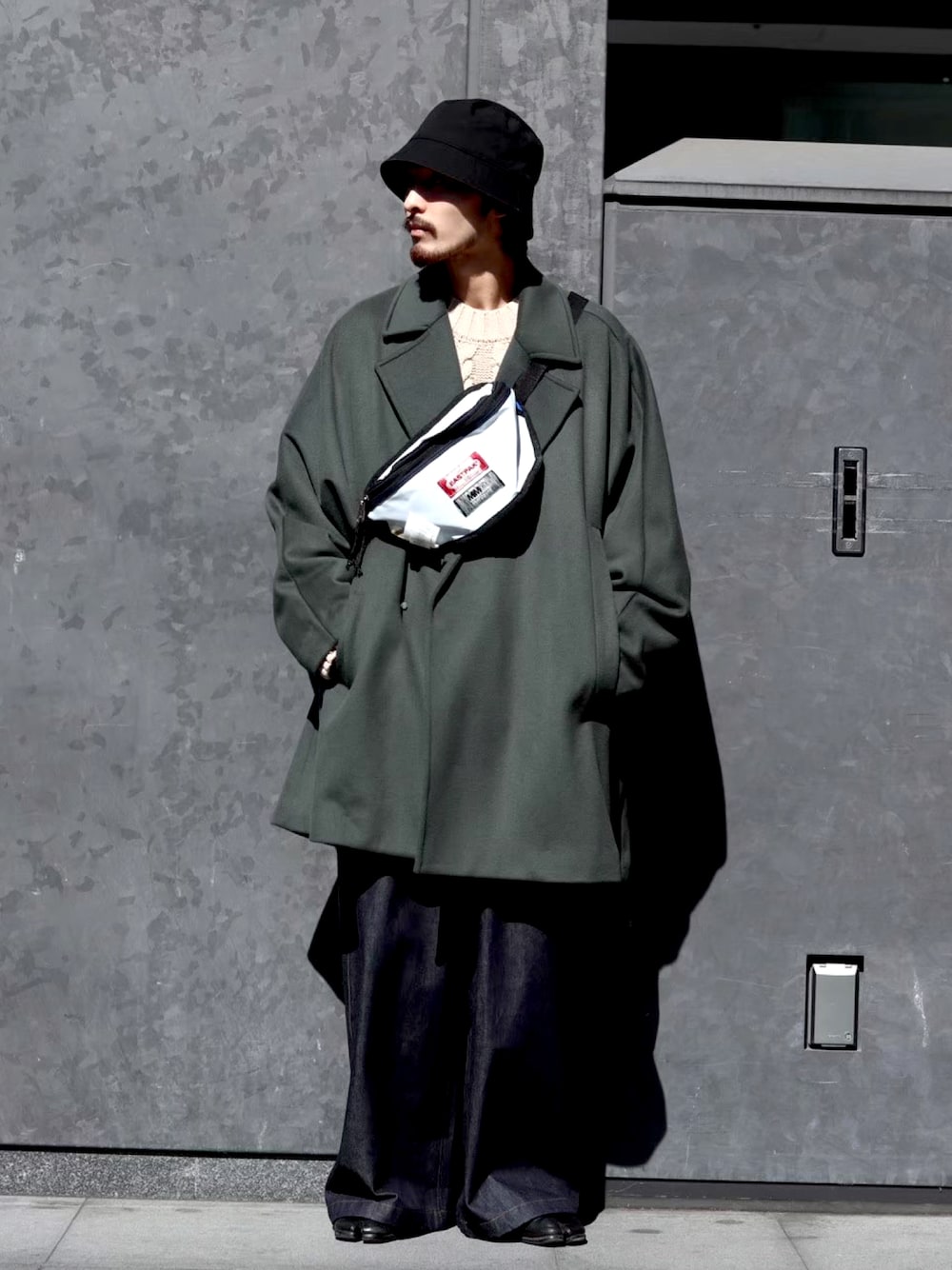 Luis スーパー140ドルマンポンチョ風コクーンコートジャケット