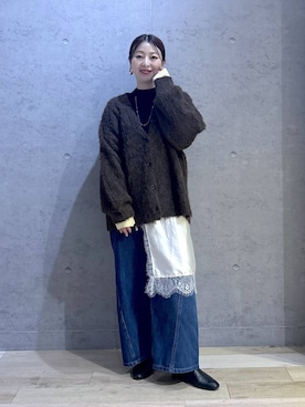 「アイテム（カーディガン/ボレロ）」を使った、hanaeさん（レディース・161cm・30代）の冬コーディネート