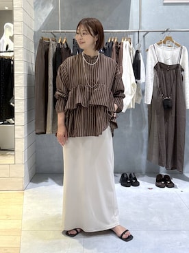 「アイテム（マタニティウェア/グッズ、ブラウン系）」を使った、hanaeさん（レディース・161cm）の夏コーディネート