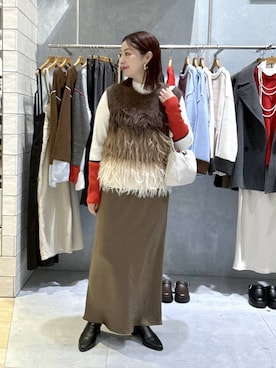 「アイテム（ベスト）」を使った、hanaeさん（レディース・161cm・30代）の冬コーディネート