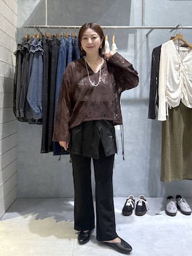 「LEPSIM（レプシィム）のレイヤードラップベルト　1046613（ベルト、ブラック系）」を使った、hanaeさん（レディース・161cm）の夏コーディネート
