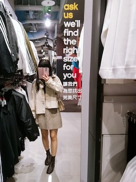 「アイテム（ブーティ、ブラウン系）」を使った、Zoeさん（レディース・155cm）の冬コーディネート