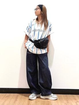「SOMETHING（サムシング）のSOMETHING(サムシング)サマーベイカーカーブパンツ（デニムパンツ、ブルー系）」を使った、Natsu☆さん（レディース・157cm）の夏コーディネート