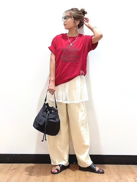 「HONEYSUCKLE ROSE（ハニーサックルローズ）のレースドッキングタンクトップ（タンクトップ、ブラック系）」を使った、Natsu☆さん（レディース・157cm）の夏コーディネート