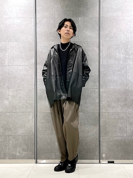 「ハイネックニット」｜「アイテム（ブルゾン）」を使った、SATORU KASAIさん（メンズ・178cm）の秋コーディネート