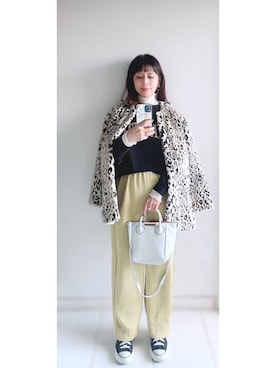 「サテンパンツ」｜「アイテム（その他アウター）」を使った、yukino_yucchinoさん（レディース・151cm）の秋コーディネート