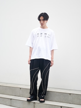 「STUDIOUS（ステュディオス）のアイテム（サンダル）」を使った、Hisakiさん（メンズ・178cm）の夏コーディネート
