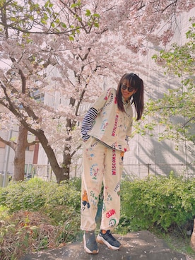 「Bershka（ベルシュカ）のアイテム（スニーカー、ブラック系）」を使った、Natsuさん（レディース・170cm）の夏コーディネート