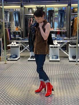 「DIESEL OSAKA」｜「アイテム（ブルゾン）」を使った、かとちゃんさん（レディース・162cm）の秋コーディネート