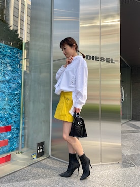 「DIESEL OSAKA」｜「アイテム（ブーツ）」を使った、かとちゃんさん（レディース・162cm）の夏コーディネート
