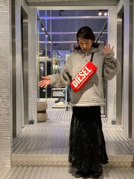 「DIESEL OSAKA」｜「アイテム（ブーツ）」を使った、かとちゃんさん（レディース・162cm）の秋コーディネート